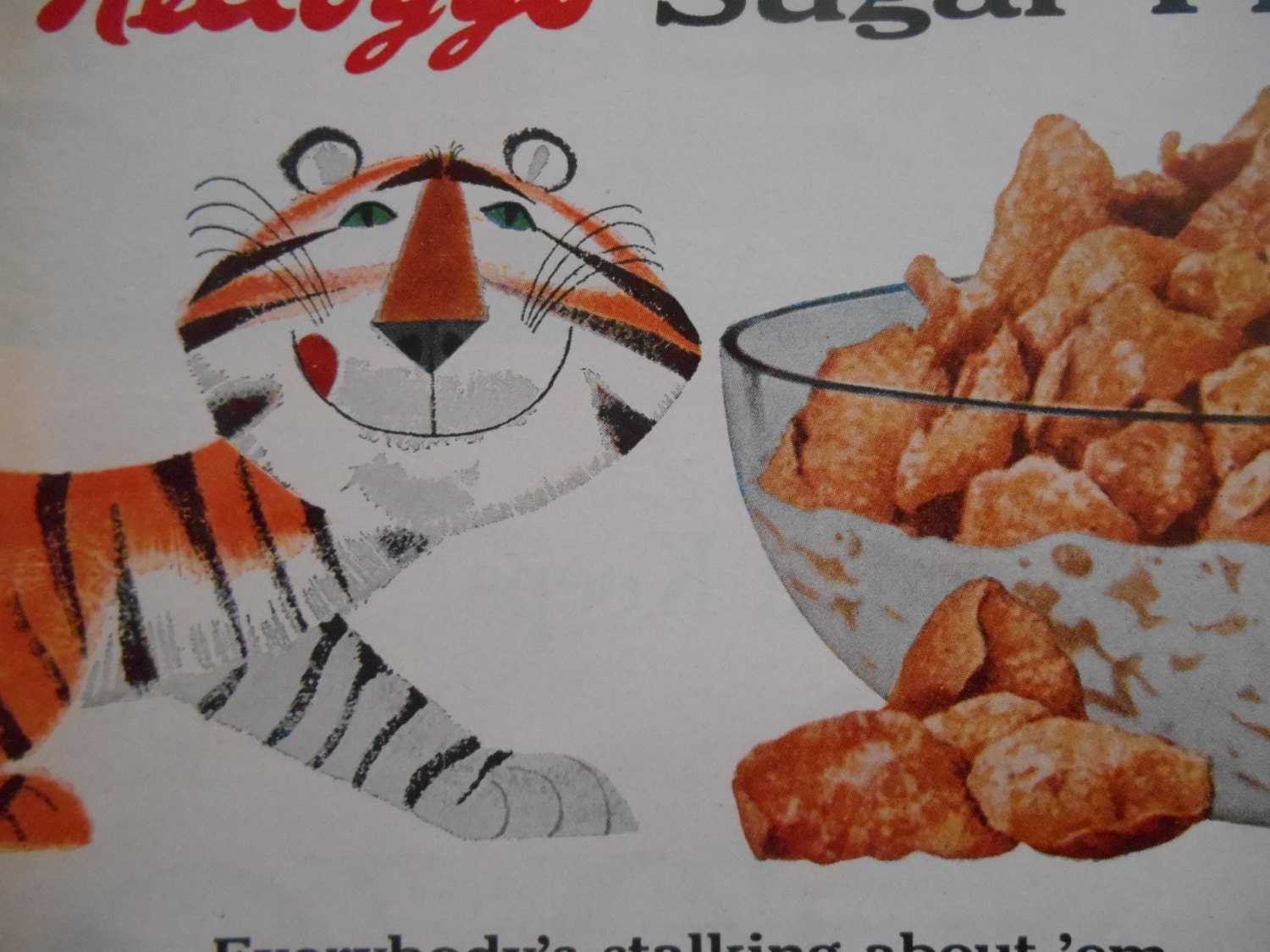 1954 Food AD Tony the Tiger FROSTED FLAKES Original Cereal Advertisement