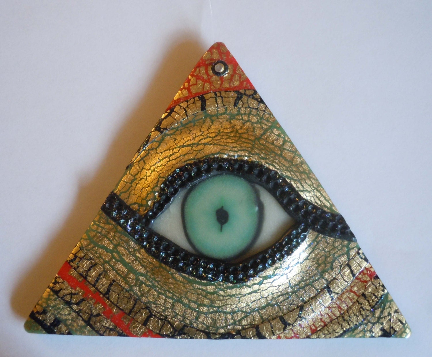 Glow in the Dark Illuminati Eye Pyramid OOAK Handmade Blacklight Art No231