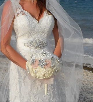 Custom Handmade Vintage Wedding Rhinestone Pearl Brooch Bridal Bouquet DEPOSIT. Great for Bridesmaid or Bride