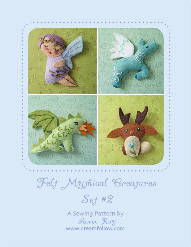 Mini Felt Mythical Creatures plush PDF pattern SET 2