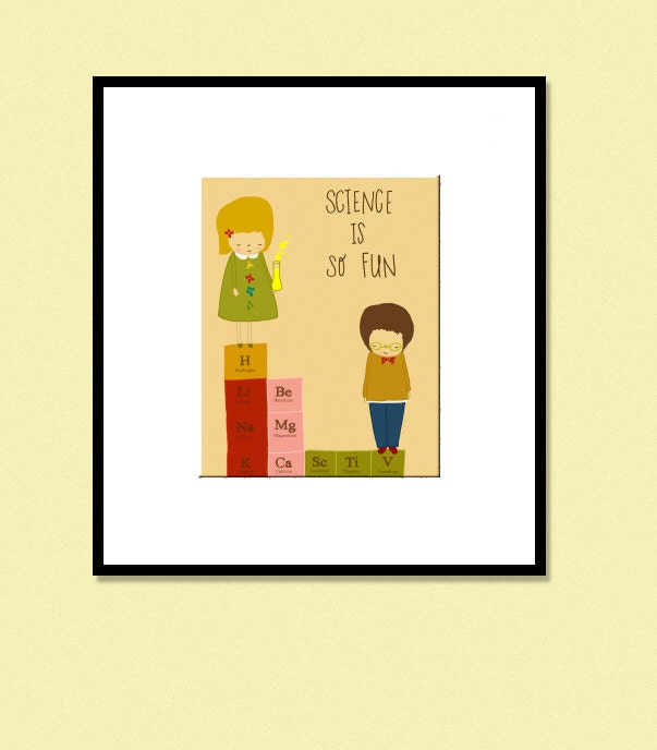 illustration, school, kids room, classroom art poster, nursery art,  reading is cool, scientist, science, smart kids - SCIENCE IS so FUN