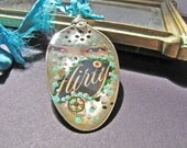 Recycled Silver Spoon Spoon Jewelry Vintage Spoon Resin Necklace Flirty Collage Upcycled