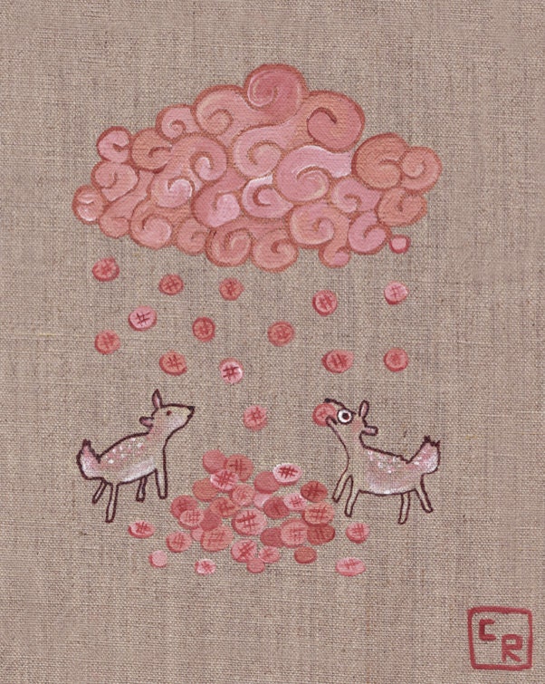 Deer Cracker Rain - Art Print