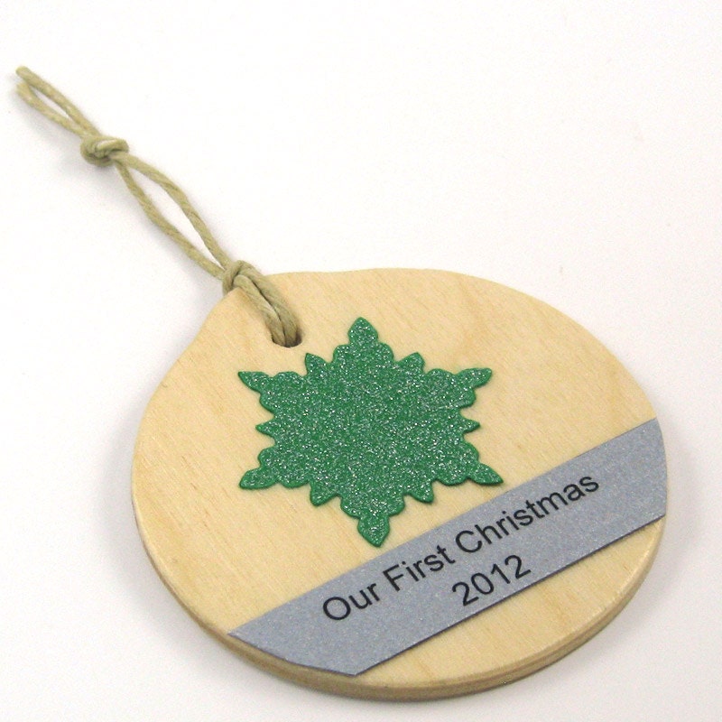 Personalized Christmas Ornament Fairway Green Snowflake Your Text - 2012 - Name Ornament - Our First Christmas - Wedding Christmas Ornament