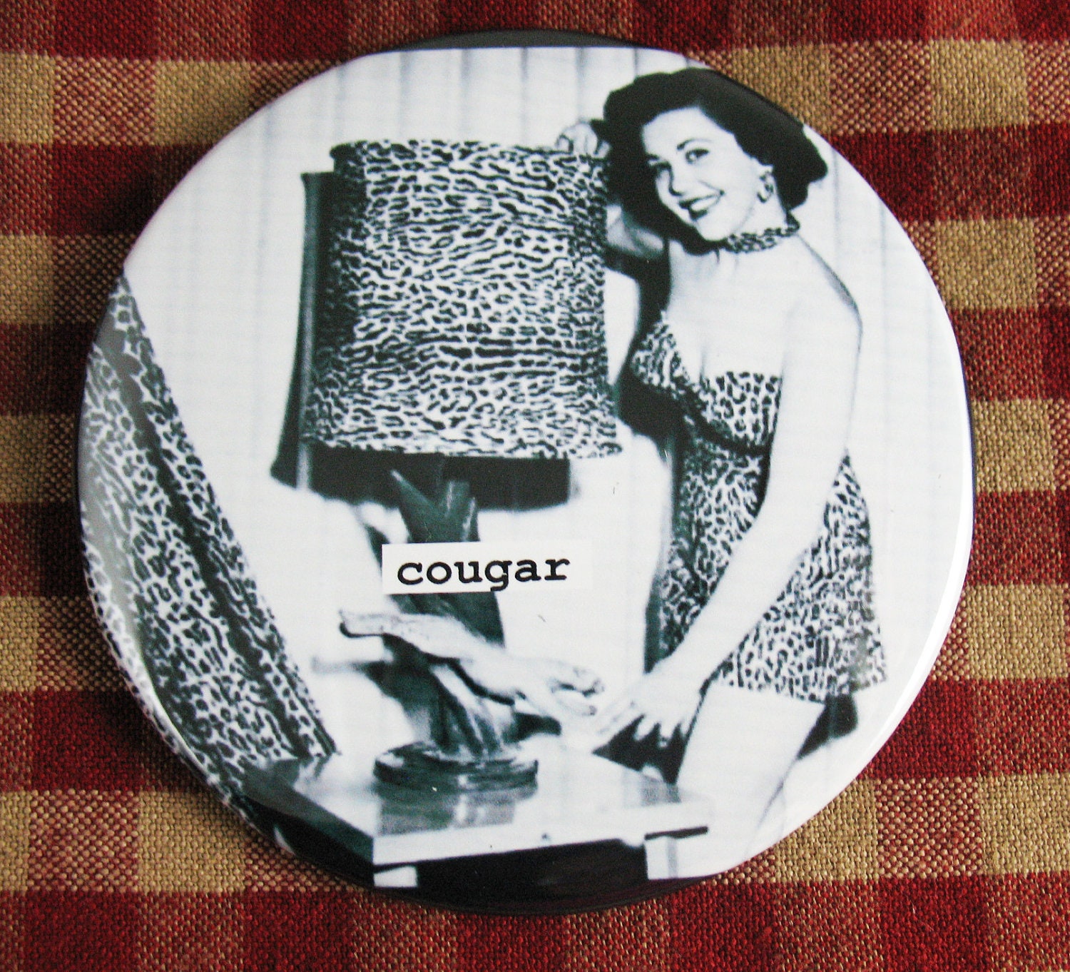 Funny fridge magnet. Cougar. 3 inch mylar