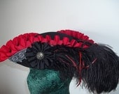 Black Pirate Hat Red and Black Feathered Tricorn Hat Custom Order