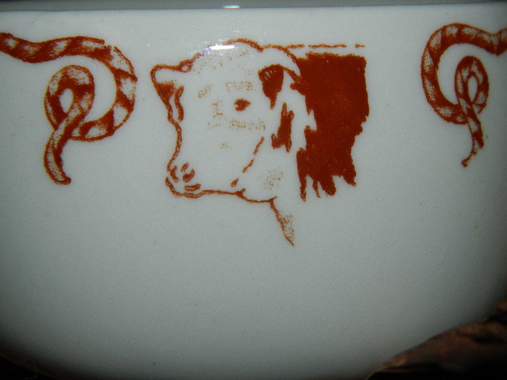 Vintage Mayer Restaurant China Cup Western, Steer, Cow, Horns, Branding Iron, Circa 1950's Coffee Cup