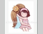 Mother daughter nursery art for kids room, girls room decor, mothers day, children art blonde brown My Sunshine 8x10