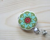 Retractable Badge Holder - Mylar Cute Badge Reel - Mylar Teal Mandala