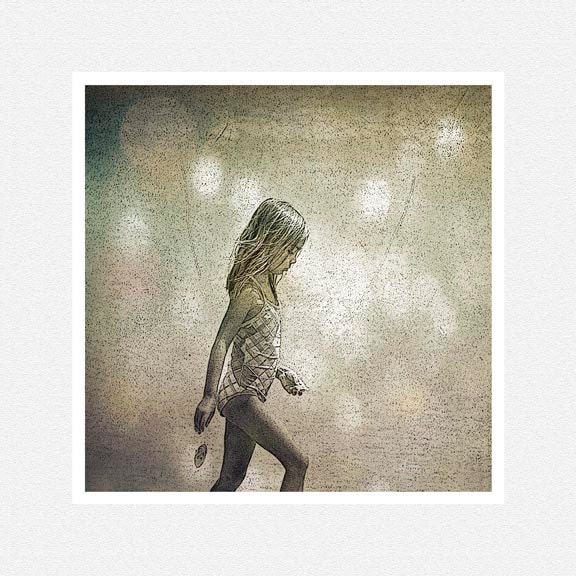 Beach Decor photography, sepia, summer, The Shell Collector,  summer fine art  print 8x8