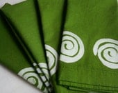 Eco Friendly Cotton Napkins Hand Dyed Batik Lichen Green Vortex