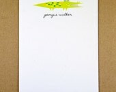 12 Mid Century Modern Custom Alligator Stationery Notecards - Oliver Chartreuse