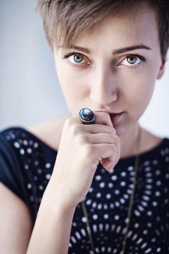 Galaxy ring - Space jewelry - Stars, Nebula (R048)