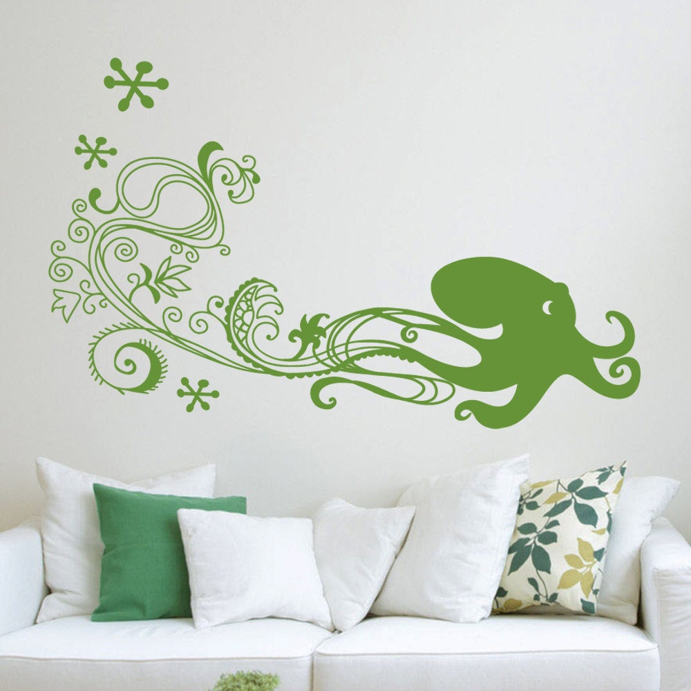 Spritely Octopus - Large Happy Sea Creature Vinyl Wall Decal