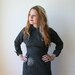 SALE 50s Grey Wool Wiggle Dress with Peter Pan Collar Sz XS