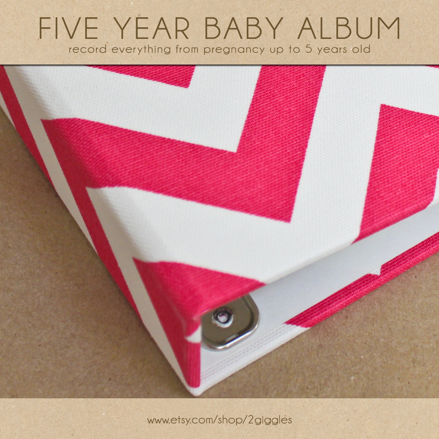 Baby Memory Book Pregnancy 5 Years Pink Chevron 136 by 2giggles