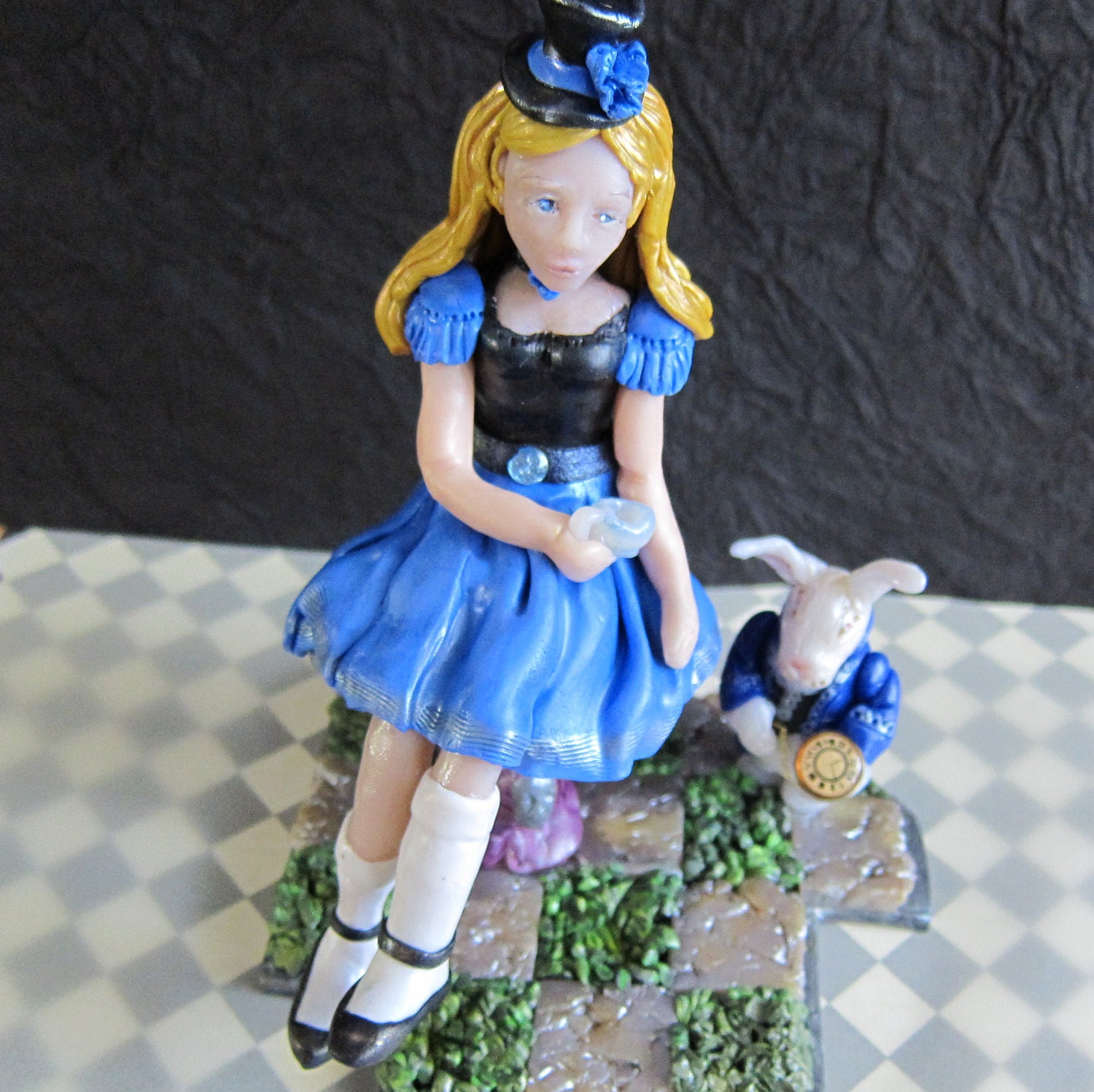 Alice in Wonderland Sculpture -- Victorian Gothic Decor -- Polymer Clay