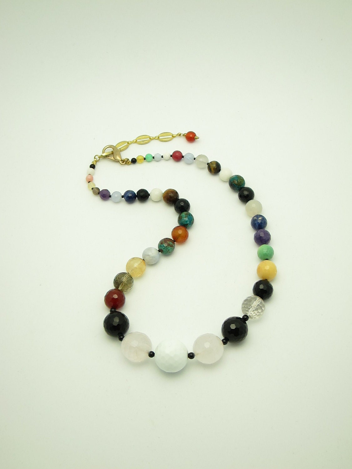 JENNY /Statement Necklace.Chunky.Bold.Mixed Media.Long.Stone/
