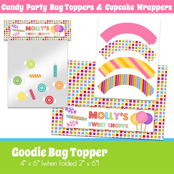 Candy Birthday Party Treat Bag Topper and Cupcake Wrappers - Printable Il_570xn