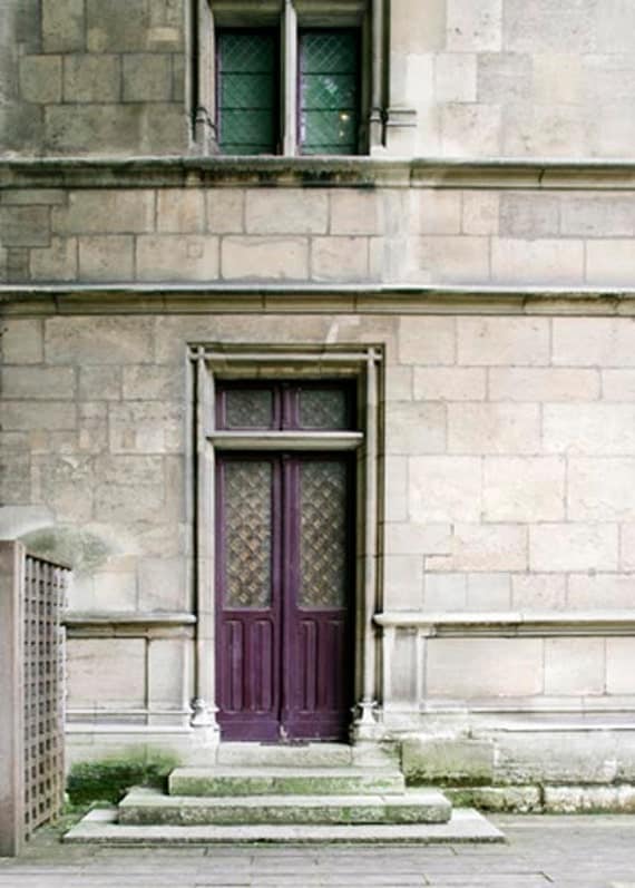 Paris Door in plum purple, Paris Photography, Moss Green, Gray, Neutral architectural, Fall colors - Raceytay Paris Door in plum purple, Paris Photography, Moss Green, Gray, Neutral architectural, Fall colors - Raceytay