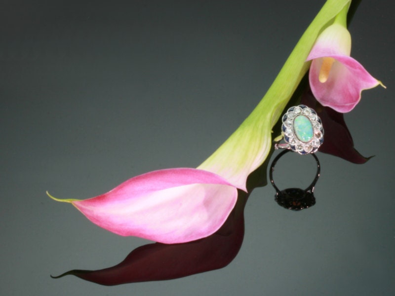 Opal diamond ring sapphire Art Deco Belle Epoque jewelry