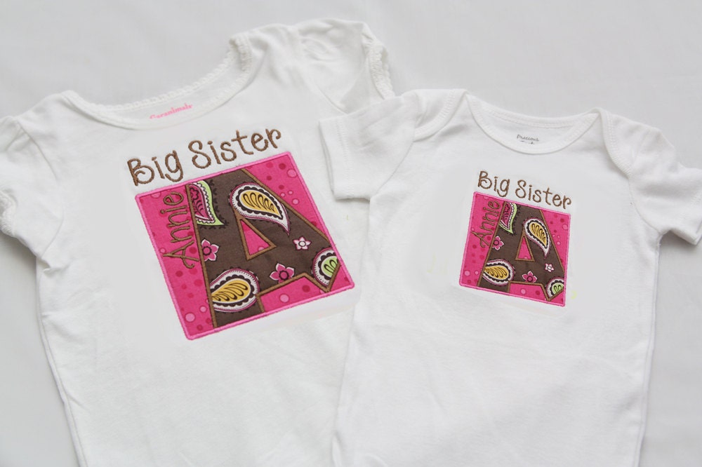Big Sister Shirt and Little Sister Onsie - Box Letter