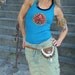 Teal blue YOGA tank LOTUS applique hippie BOHEMIAN clothes ethnic boho gypsy hand painted embroidered Tank