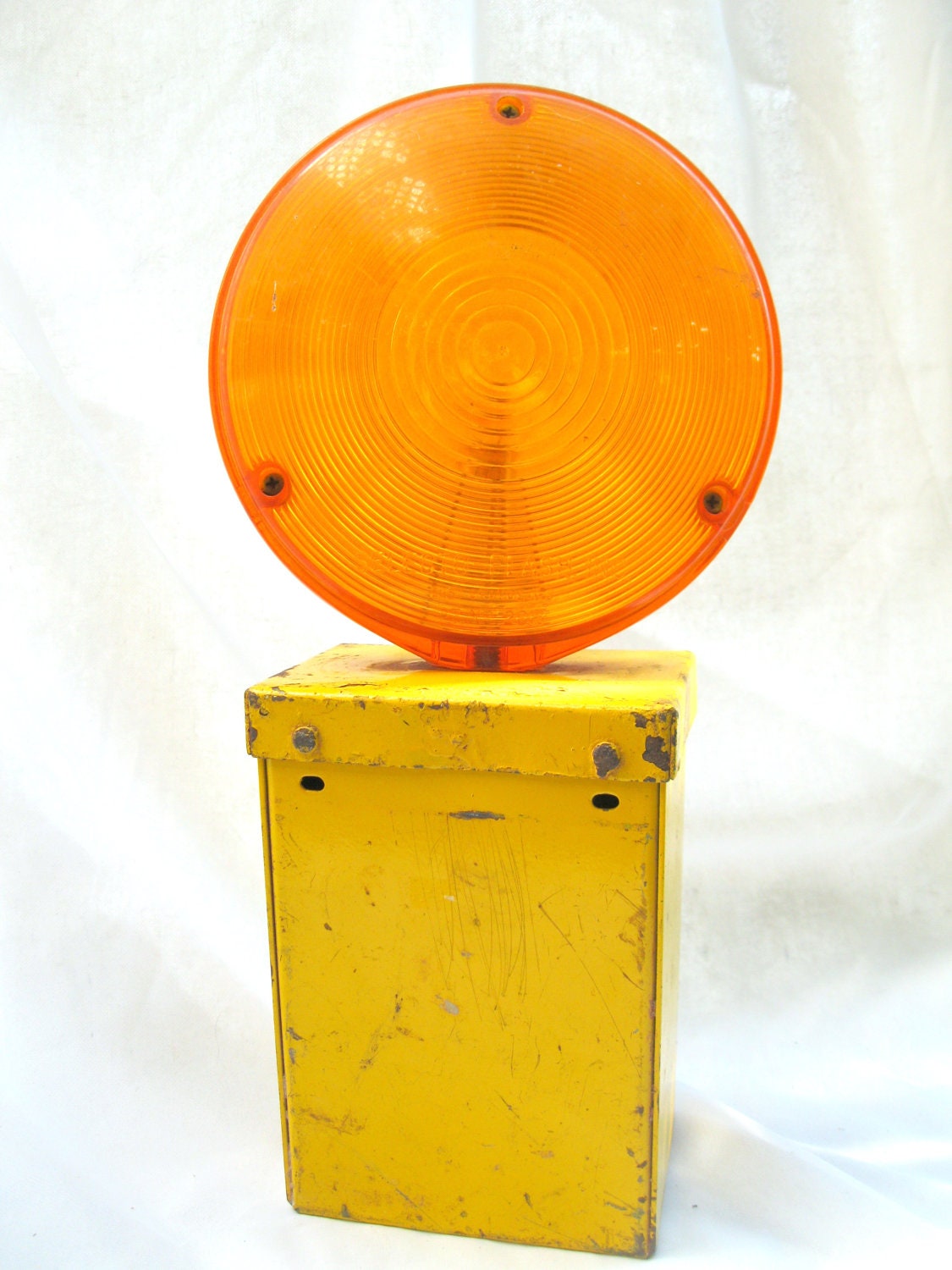 RESERVED - Vintage Light-Orange-Yellow-Warning-Lamp-Battery-Road-Construction Light from Tessiemay