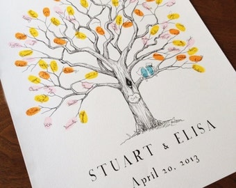 Small Twisted Oak Design, The original hand-drawn guest book fingerprint tree (ink pads available separately)