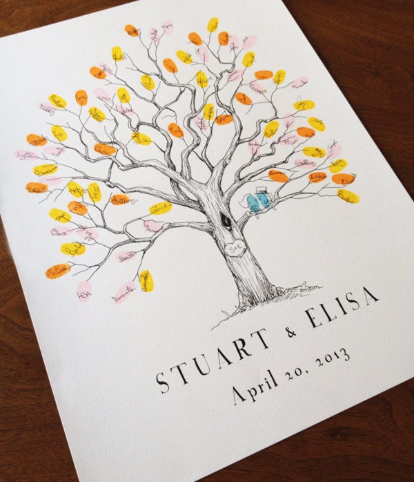Small Twisted Oak Design, The original hand-drawn guest book fingerprint tree (ink pads available separately)