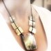 Abalone Necklace. Dramatic Geometric STATEMENT Necklace. Modern Beach Jewelry. Nude Neutral Almond Beige High Luster Polished Shell. tagt