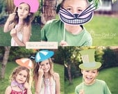 2 Sets-Alice In Wonderland Party Colorful Photo Booth Props- Centerpieces