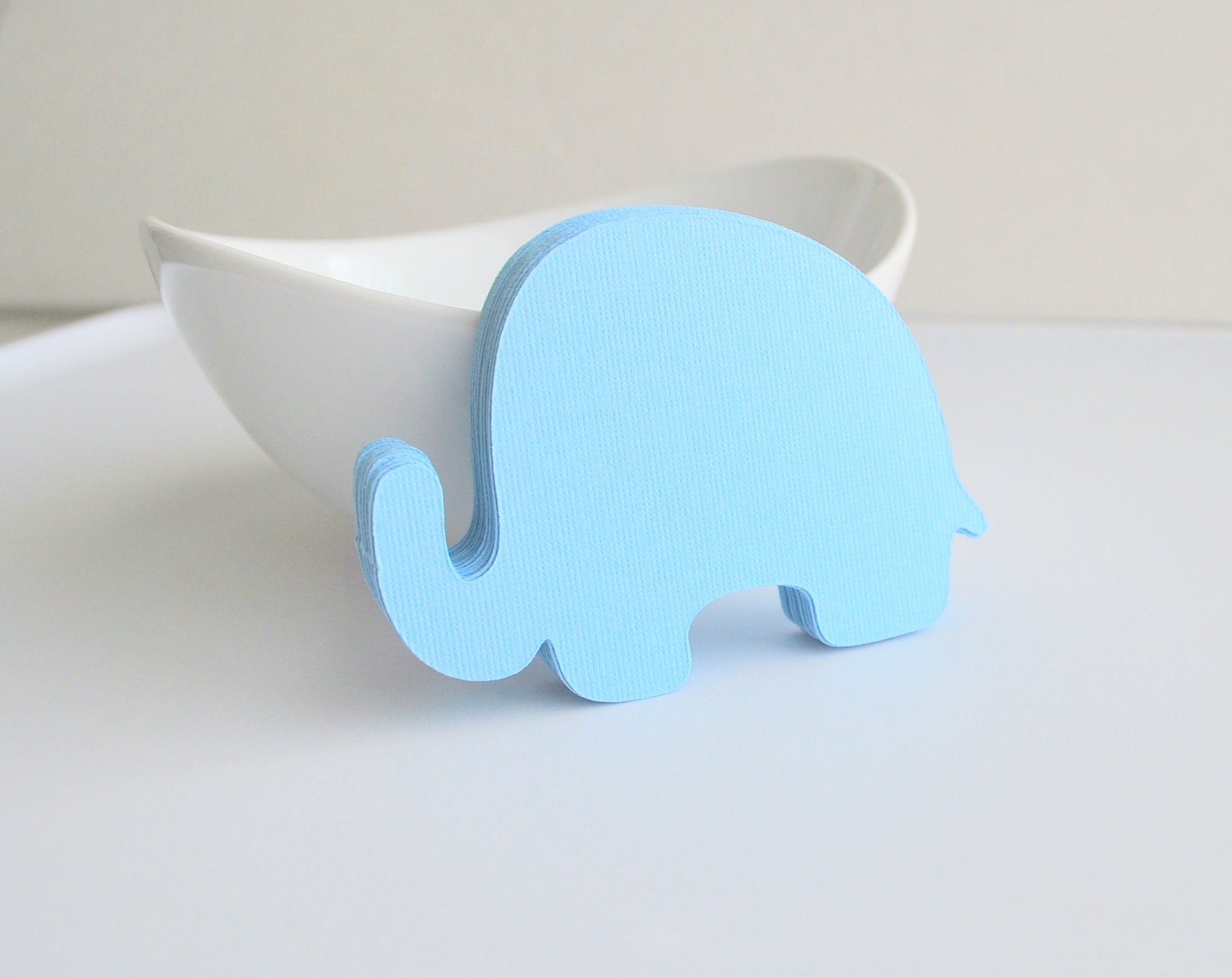 24 light blue Elephant die cut (3.5 x 2.5 inches) Textured Cardstock die cut A411