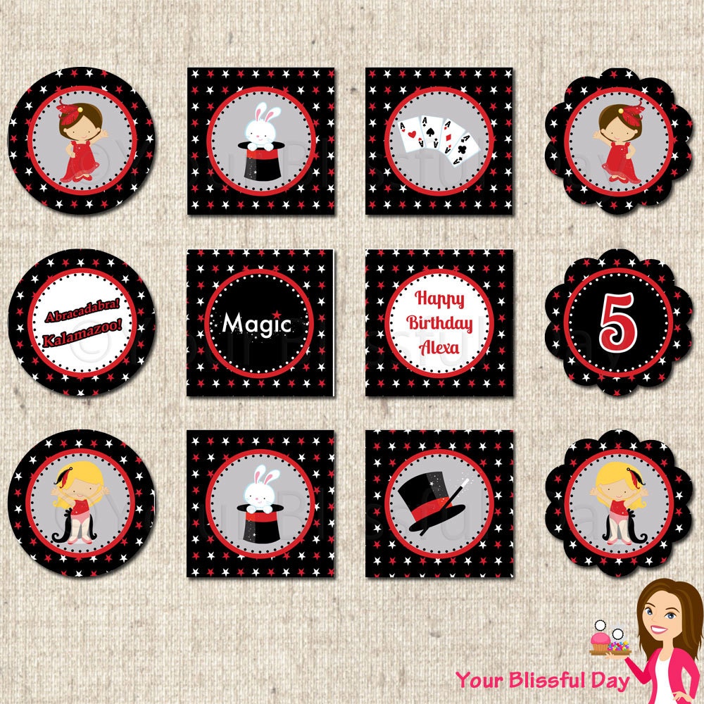 PRINTABLE Girl Magic Show Party Circles (Personalized) Il_570xn