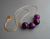 Agate Necklace Dyed in Amethyst Color On Gold Chain