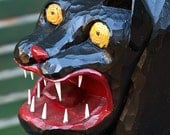 Scaredy Cat Whimsical Folk Art Wood Sculpture