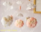 Baby Crib Mobile - Baby Mobile - Sweet Lambie Mobile - Felt Mobile - Pink White Sleepy Sheep farm theme(You can pick your colors)