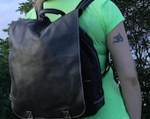 Canvas and Leather Rucksack - Backpack - Drawstring Bag
