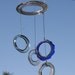 blue and clear recycled glass from bottles wind chime mobile