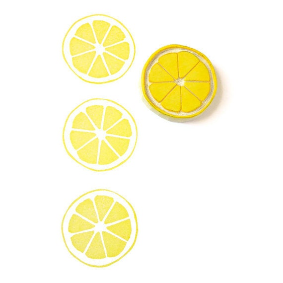 Lemon Citrus Circle Stamp - Rubber Stamp - Cling Rubber Stamp - creatiate
