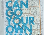 Nevada / You Can Go Your Own Way/ Letterpress Print on Antique Atlas Page