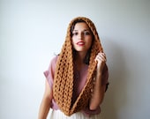 The Beginners Cowl Hand Knit in Hazelnut Mocha Wool Blend - READY TO SHIP
