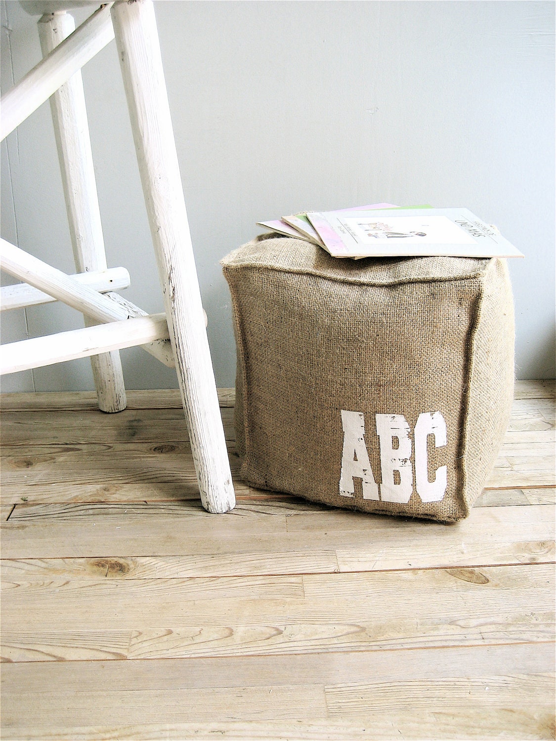 Burlap Cube ABC Pillow