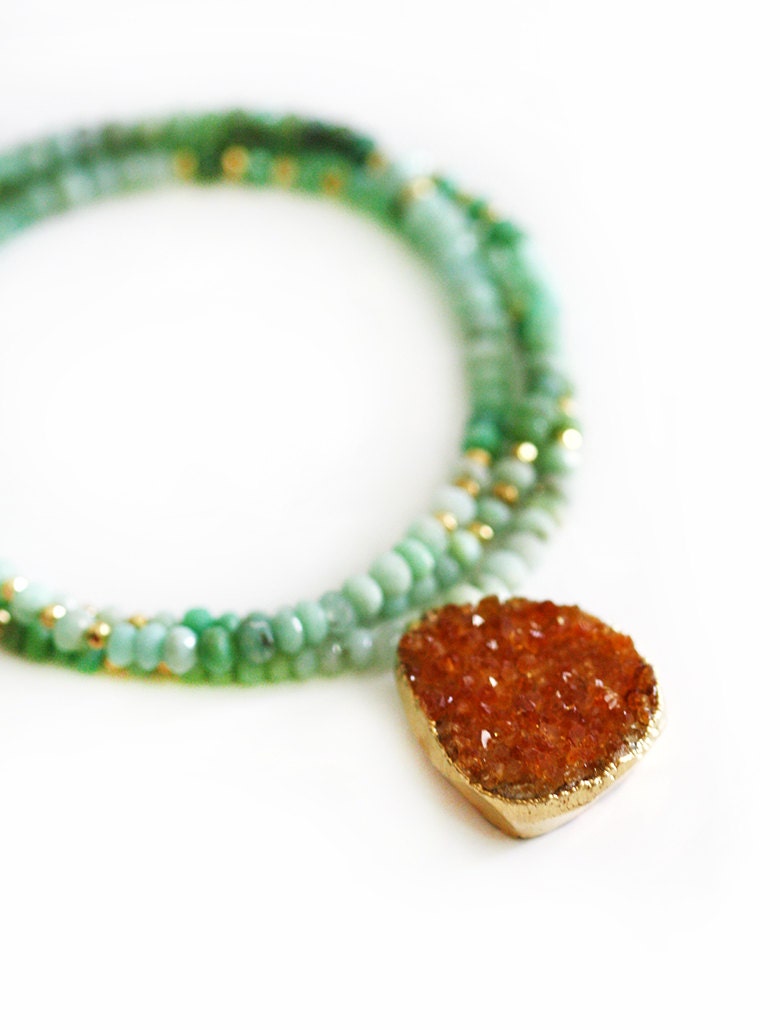CHRYSOPRASE citrine druzy necklace