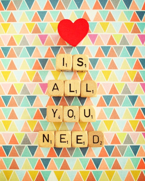 Love is All You Need. Art Print. Valentine's Day. Wedding Gift. Geometric. Fine Art Photography. Scrabble Blocks. Size A4