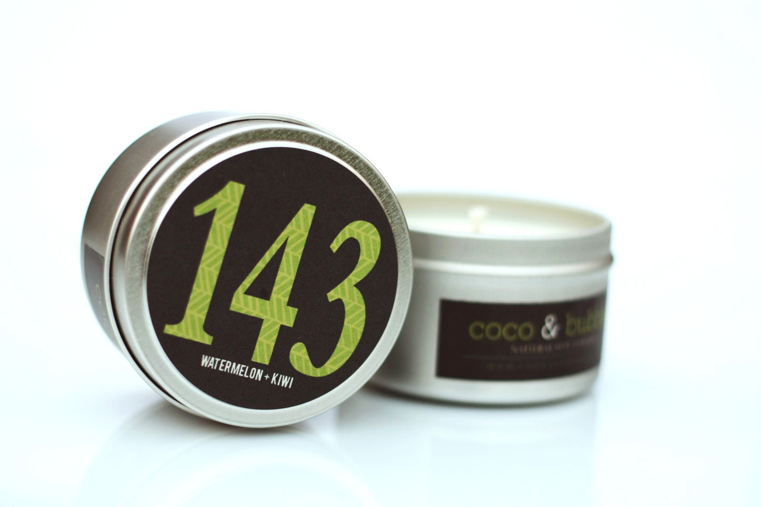 No. 143: WATERMELON and KIWI // Natural Soy Candle // 6 oz Tin // Highly Scented