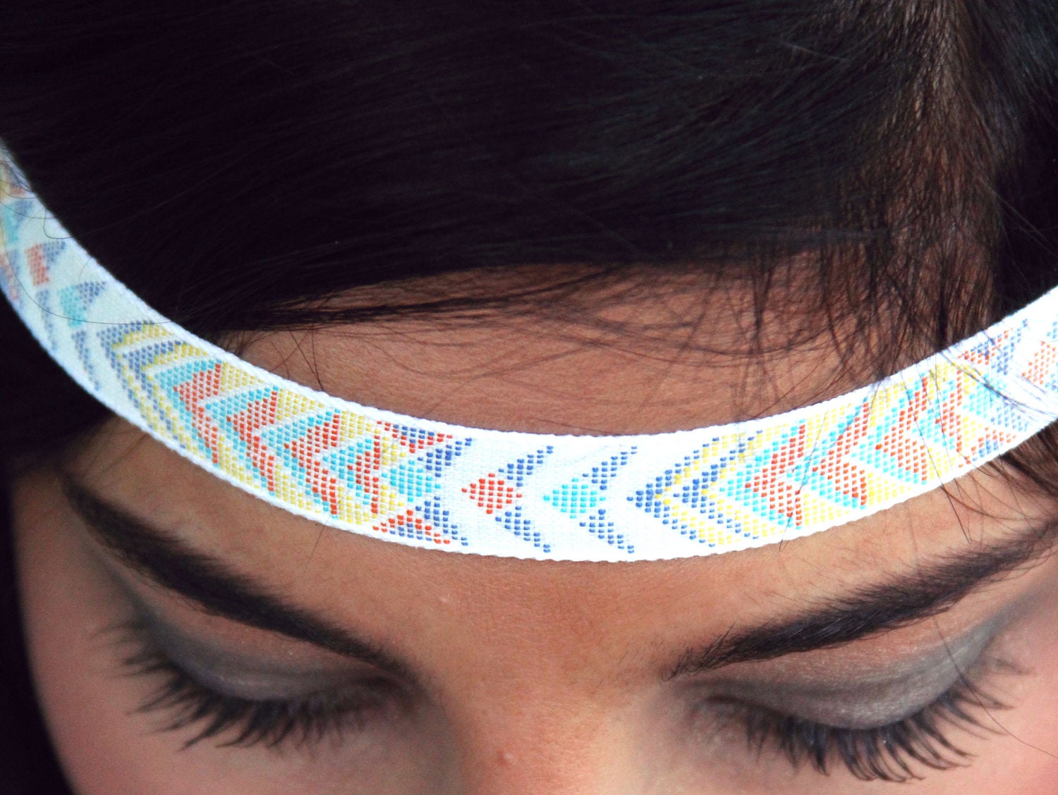 Arrows and Dots headband, Tribal Headband, Indie, elastic closure, Geometric, Native Style, Aztec, Boho headband, Bohemian