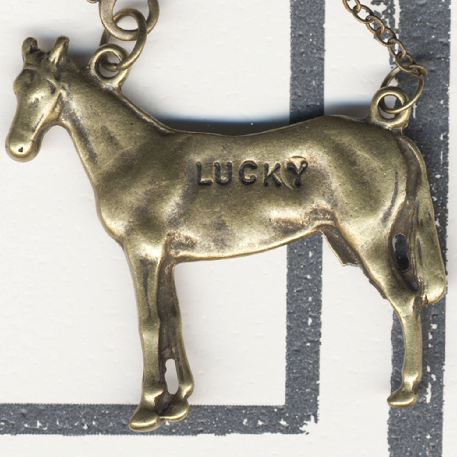 Lucky the Horse - Hand Stamped Necklace