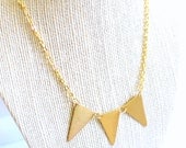 brass triangle bunting necklace - triangle necklace - bunting jewelry