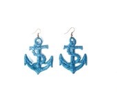 Blue Anchor Lace Earrings